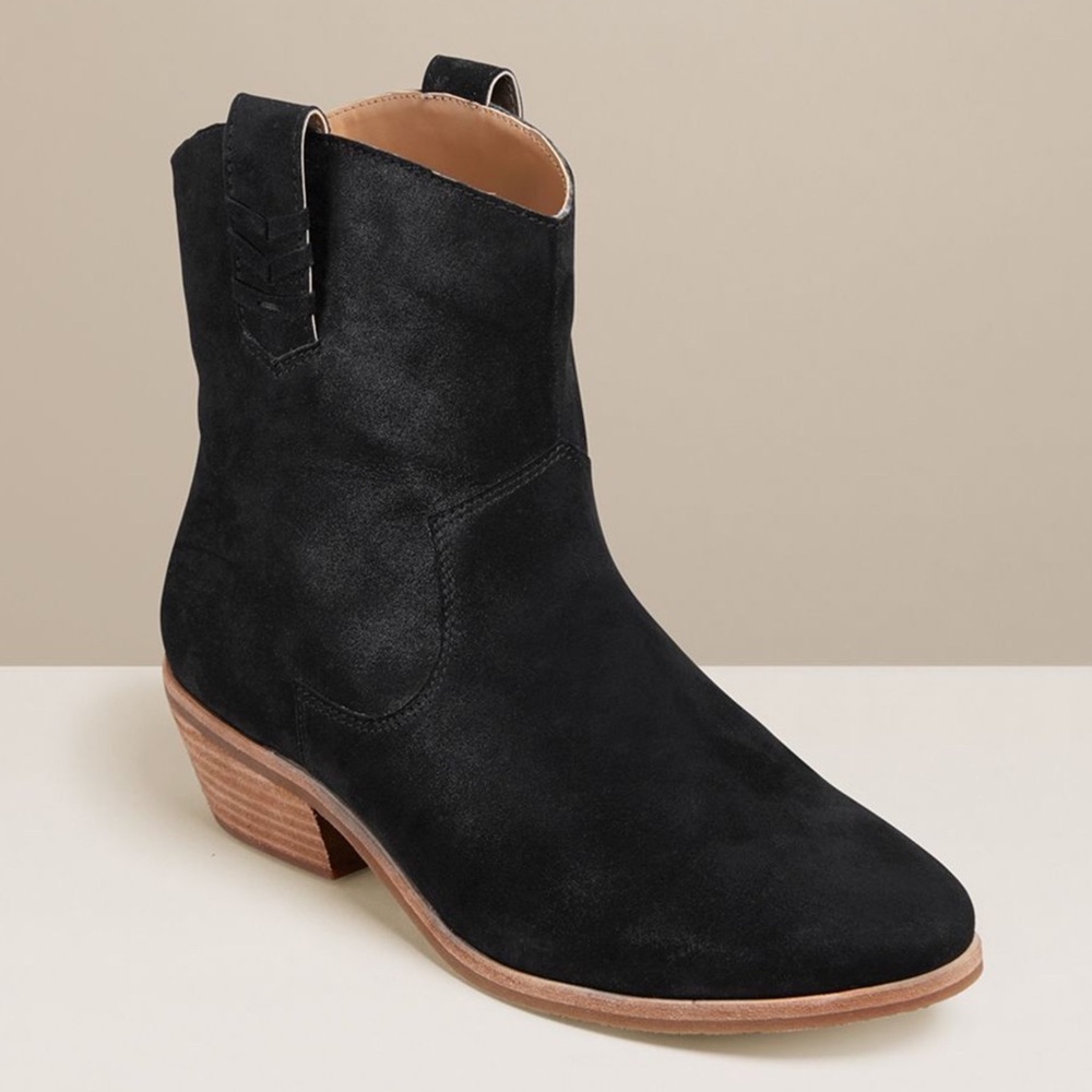 Jack Rogers Black Suede Western Ankle Boots